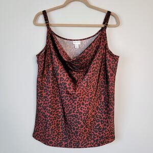 Ava & Viv Animal Print Tank Camisole Satin Top 1X Mobwife Cheetah Layer Festival